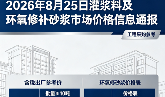 德庆2026年8月25日灌浆料及环氧修补砂浆市场价格信息通报